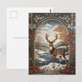 Carte Postale Élégante scène hivernale de cerfs (Devant / Derrière)