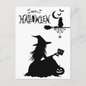 Carte Postale Élégante sorcière Tarot Cat Lune & Étoiles Amusant (Devant)