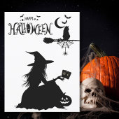 Carte Postale Élégante sorcière Tarot Cat Lune & Étoiles Amusant