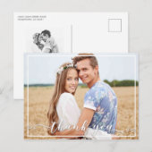 Carte Postale Elégante Typographie Merci Mariage Photo (Devant / Derrière)