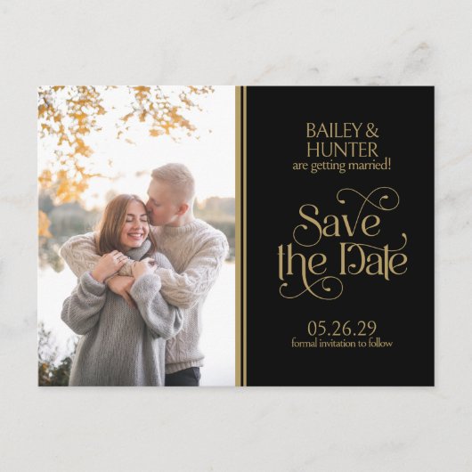 Carte Postale Élégante typographie Ornate Mariage Enregistrer la (Devant)