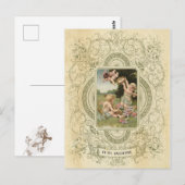 Carte Postale Élégante Valentines Jour Cherub Illustration Vinta (Devant / Derrière)
