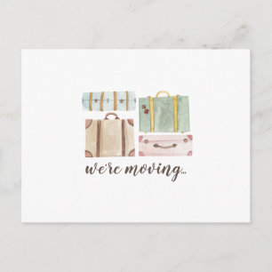Carte Postale Élégante valises d'aquarelle que nous déménageons
