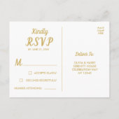 Carte postale élégante White Gold RSVP (Dos)