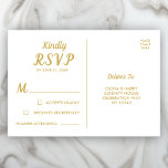 Carte postale élégante White Gold RSVP<br><div class="desc">Elégante carte RSVP blanche et or. Ajoutez facilement vos détails personnalisés.</div>