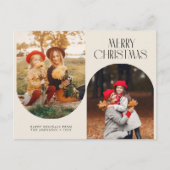 Carte Postale Élégantes deux photos de vacances de Noël (Devant)