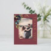 Carte Postale Élégantes fleurs et verdure de mariage bordeaux (Debout devant)