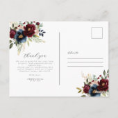 Carte Postale Élégantes fleurs et verdure de mariage bordeaux (Dos)