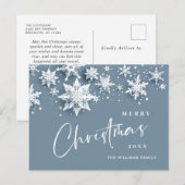 Carte Postale Élégantes Flocons de Neige Moderne Noël Fêtes (Devant / Derrière)