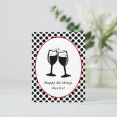 Carte Postale Élégantes Lunettes De Vin encadrées Polka Dot Pos  (Debout devant)