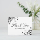 Carte Postale Élégantes perles noir et blanc Merci Mariage (Debout devant)