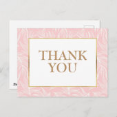 Carte Postale Élégants Feuilles blancs sur Merci d'or rose (Devant / Derrière)