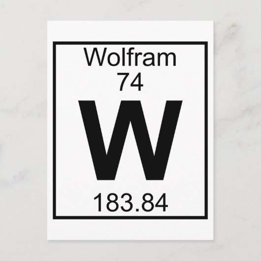 Carte Postale Élément 074 - W - Wolfram (complet) (Devant)