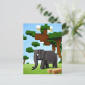 Carte Postale Élément d'art pixel Éléphant de safari mignon (Debout devant)