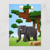Carte Postale Élément d'art pixel Éléphant de safari mignon (Devant)