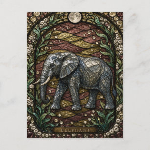 Carte Postale Élément de vitrail Illumina Plains éléphant sec