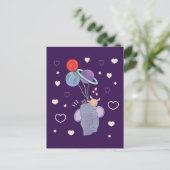 Carte Postale Élément et Lapin Montgolfière spatiale | Fantaisis (Debout devant)