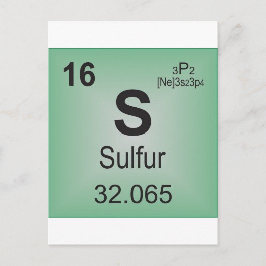 Carte Postale Élément individuel de soufre du tableau périodique (Devant)