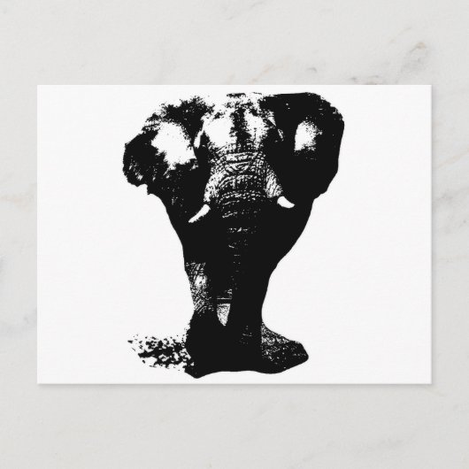 Carte Postale Élément Pop Art Éléphant Noir & Blanc (Devant)