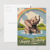 Carte Postale Élémentaire éléphant enfants joyeux anniversaire (Devant / Derrière)