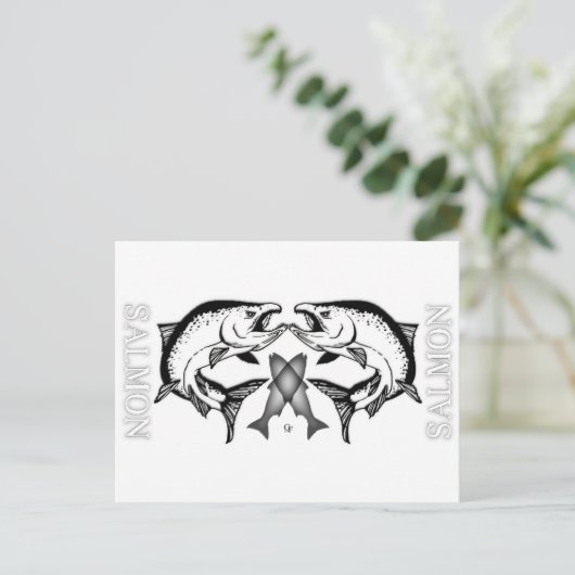 Carte Postale Éléments du logo saumon (Debout devant)