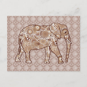 Carte Postale Éléphale tourbillon fractal - marron et taupe