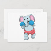 Carte Postale Éléphant à la boxe avec des gants de boxe (Devant / Derrière)