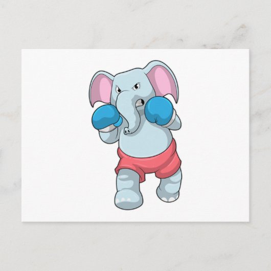 Carte Postale Éléphant à la boxe avec des gants de boxe (Devant)