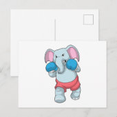 Carte Postale Éléphant à la boxe avec gants de boxe (Devant / Derrière)