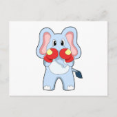 Carte Postale Eléphant à la boxe avec gants de boxe (Devant)