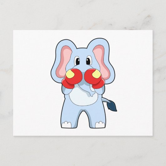 Carte Postale Eléphant à la boxe avec gants de boxe (Devant)