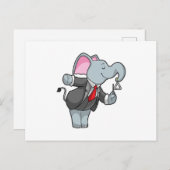Carte Postale Eléphant à la musique avec Triangle (Devant / Derrière)
