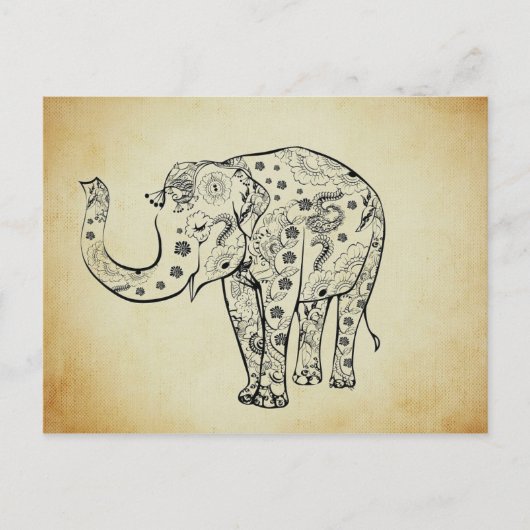 Carte Postale Eléphant à motifs (Devant)