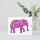Carte Postale éléphant à paillettes roses (Debout devant)
