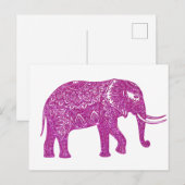 Carte Postale éléphant à paillettes roses (Devant / Derrière)