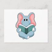 Carte Postale Éléphant à Reading avec un livre (Devant)
