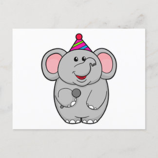 Carte Postale Éléphant à une fête avec un microphone