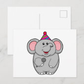 Carte Postale Éléphant à une fête avec un microphone (Devant / Derrière)
