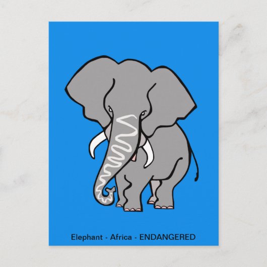 Carte Postale ELEPHANT africain - Conservation - écologie - Bleu (Devant)