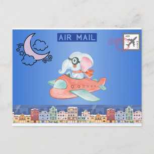 Carte postale Elephant Airmail