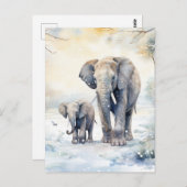 Carte Postale Elephant and Baby (Devant / Derrière)