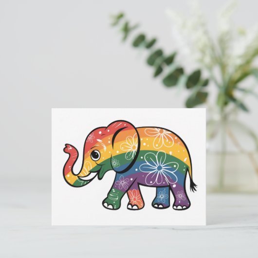 Carte Postale Eléphant arc-en-ciel (Debout devant)