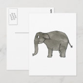 Carte Postale Eléphant asiatique. (Devant / Derrière)