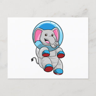 Carte Postale Éléphant astronaute dans une sphère de verre