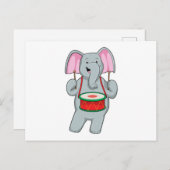 Carte Postale Elephant at Music with Drum (Devant / Derrière)
