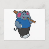 Carte Postale Éléphant au baseball avec une batte de baseball (Devant)