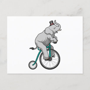 Carte Postale Éléphant au cirque avec bicyclette