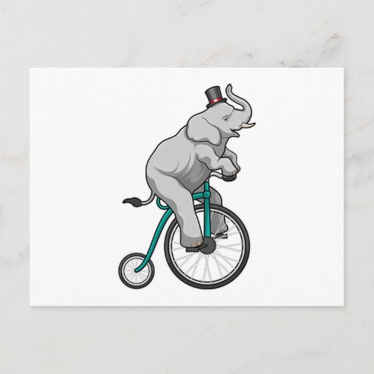 Carte Postale Éléphant au cirque avec bicyclette (Devant)
