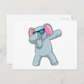 Carte Postale Éléphant au dab de danse hip hop (Devant / Derrière)