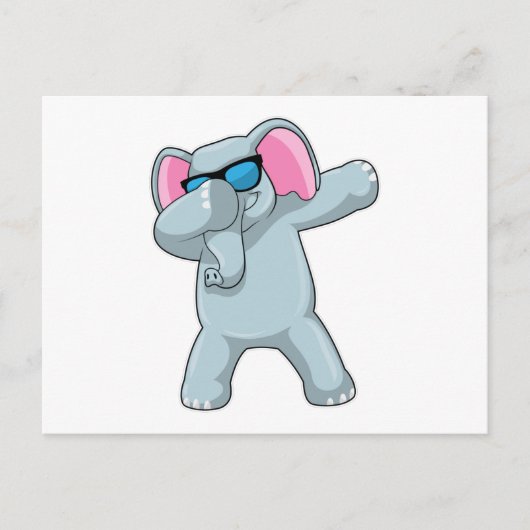 Carte Postale Éléphant au dab de danse hip hop (Devant)
